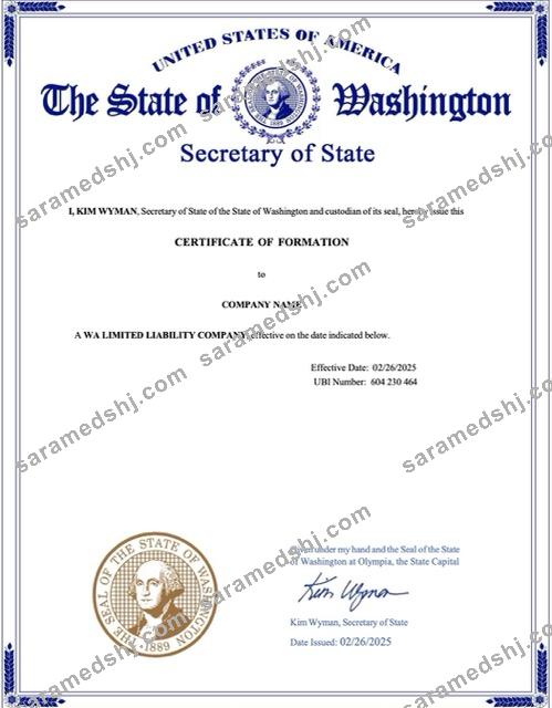 USA certificate of formation Word and PDF template